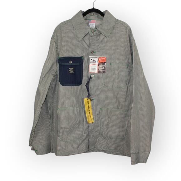 XL PointerBrand LCKing HickoryStripe ChoreCoat DoubleNeedle GreenStitch USA - Picture 12 of 16